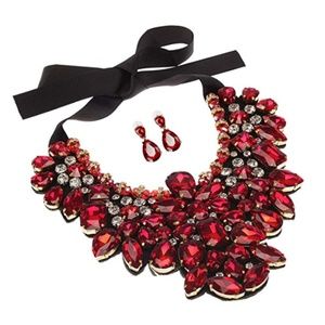 Ruby Costume Statement Necklace & Earring set